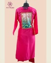 Embroidery | Crepe Silk | Suit set with Pants | Hot Pink