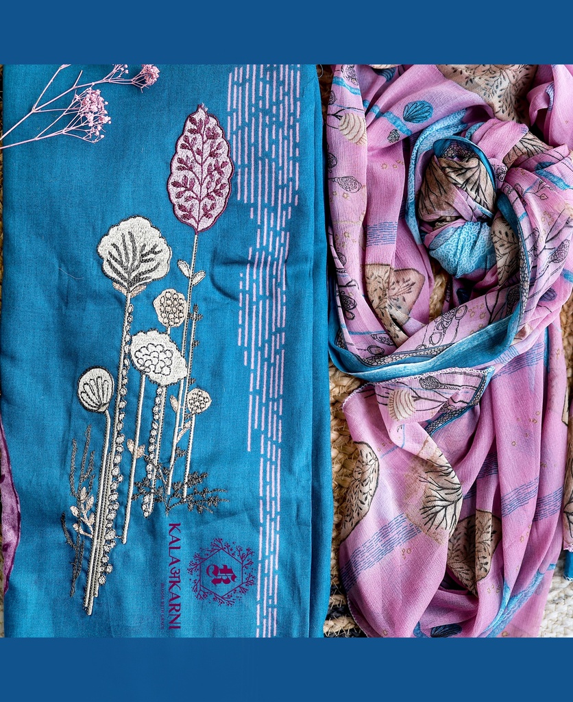 Embroidery | Cotton | Dress Material | Teal