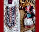 Embroidery | Ryon Silk | Dress Material | White-Blue