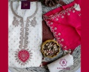 Zari Embroidery | Silk | Dress Material | Off White