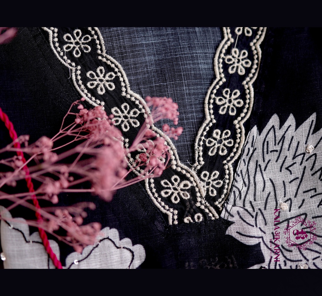 Embroidery | Pure Linen | Dress Material | Jet Black