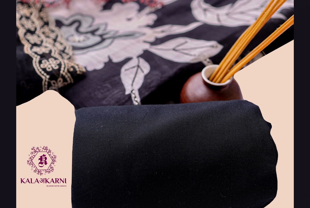 Embroidery | Pure Linen | Dress Material | Jet Black