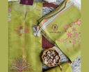 Peacock Hand Embroidery | Silk | Dress Material | Parrot Green