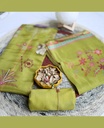 Peacock Hand Embroidery | Silk | Dress Material | Parrot Green