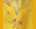 Peacock Hand Embroidery | Silk | Dress Material | Golden Yellow