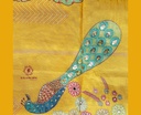 Peacock Hand Embroidery | Silk | Dress Material | Golden Yellow