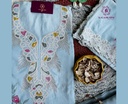 Hand Brush Paint with Embroidery | Russian Silk | Dress Material | Lavender
