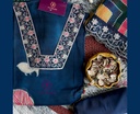 Zari Embroidered | Organza Silk | Dress Material | Navy Blue