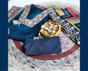 Zari Embroidered | Organza Silk | Dress Material | Navy Blue