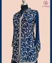Chinnon Silk | Embroidered | Co-ord Set with Embroidery Palazzo | Navy Blue
