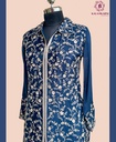 Chinnon Silk | Embroidered | Co-ord Set with Embroidery Palazzo | Navy Blue