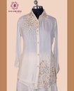 Chinnon Silk | Embroidered | Co-ord Set with Palazzo | Ivory