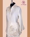 Chinnon Silk | Embroidered | Co-ord Set with Palazzo | Ivory