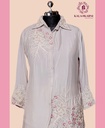 Chinnon Silk | Embroidered | Co-ord Set with Palazzo | Grey