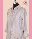 Chinnon Silk | Embroidered | Co-ord Set with Palazzo | Grey