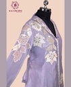 Chinnon Silk | Embroidered V-Neck | Co-ord Set with Palazzo Pants | Lavender
