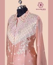 Chinnon Silk | Front & Back Embroidered | Co-ord Set with Palazzo Pants | Peach