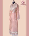 Chinnon Silk | Front & Back Embroidered | Co-ord Set with Palazzo Pants | Peach