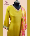 Embroidery | Russian Silk | Suit set with Palazzo | Golden Yellow
