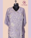 
Chinnon Silk | Embroidered | Cross Neck Pattern | Co-ord Set with Palazzo Pants | Lilac