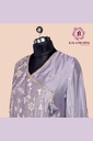 
Chinnon Silk | Embroidered | Cross Neck Pattern | Co-ord Set with Palazzo Pants | Lilac
