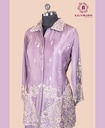 
Chinnon Silk | Embroidered | Collar Pattern | Co-ord Set with Palazzo Pants | Mauve