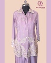 
Chinnon Silk | Embroidered | Collar Pattern | Co-ord Set with Palazzo Pants | Mauve