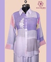 Linen | Thread Work | Co-ord Set with Pants | Purple - Pink