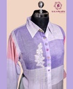 Linen | Thread Work | Co-ord Set with Pants | Purple - Pink
