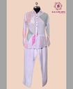 Linen | Thread Work | Co-ord Set with Pants | Purple - Pink