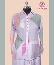 Linen | Thread Work | Co-ord Set with Pants | Purple - Pink