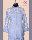 Muslin Silk | Thread Embroidery | Co-ord Set with Pants | Blue