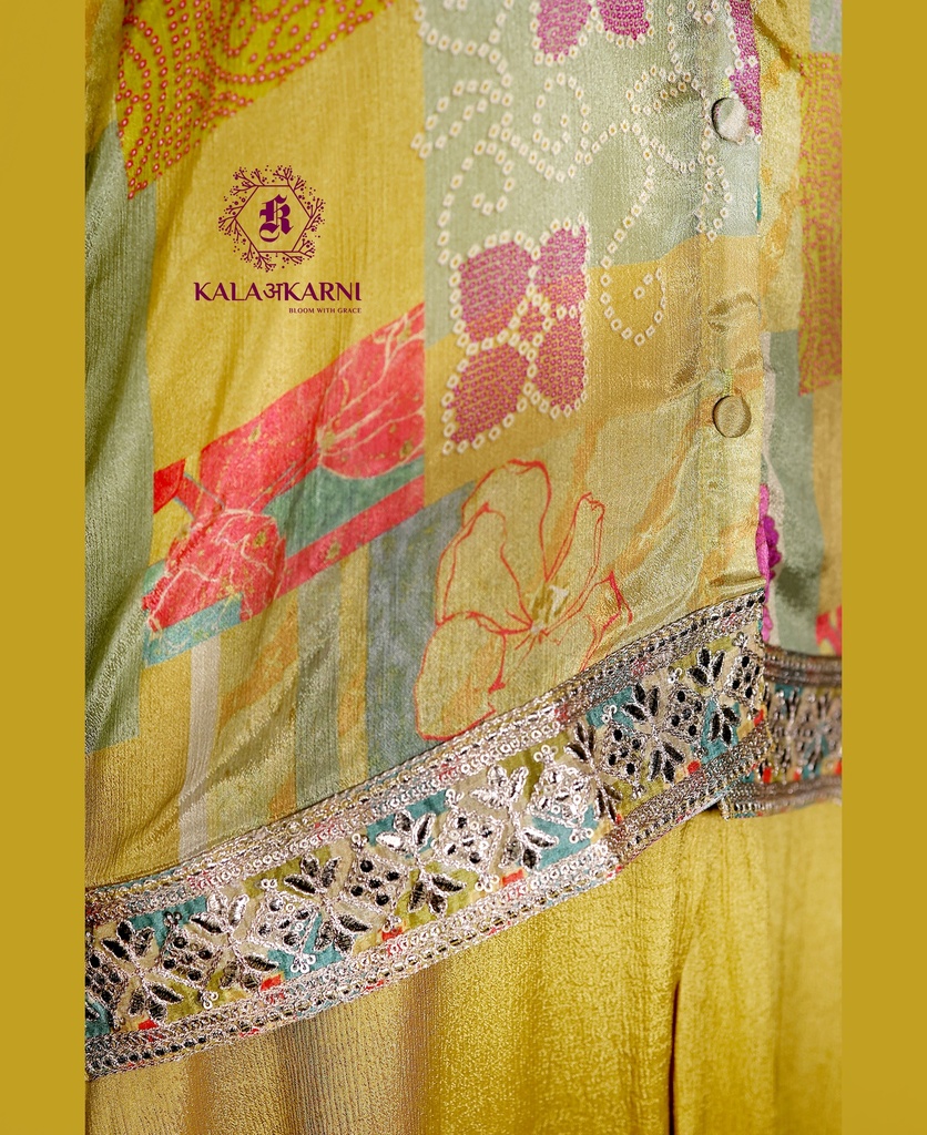 Chinnon Silk | Embroidered | Co-ord Set with Sharara Palazzo