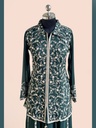 Chinnon Silk | Embroidered | Co-ord Set with Embroidery Palazzo | Navy Blue