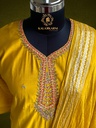 Hand Embroidery | Roman Silk | Suit set with Pants | Yellow