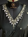 Hand Embroidery | Roman Silk | Suit set with Pants | Navy Blue