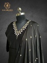 Hand Embroidery | Roman Silk | Suit set with Pants | Navy Blue