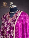 Hand Embroidery | Roman Silk | Suit set with Pants | Navy Blue