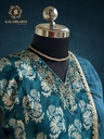 Hand Embroidery | Roman Silk | Suit set with Pants | Navy Blue