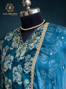 Hand Embroidery | Roman Silk | Suit set with Pants | Navy Blue