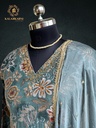 Hand Embroidery | Roman Silk | Suit set with Pants | Navy Blue