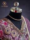 Hand Embroidery | Roman Silk | Suit set with Pants | Navy Blue