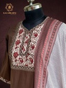 Hand Embroidery V-Neck | Pure Organza Silk | Suit set with Pants | Ivory