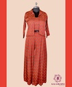 Muslin Silk | Three - Piece | Co-ord Set with Palazzo Pants | Rust