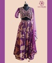 Hand Embroidered | Chinnon Silk | Indowestern | Purple