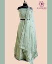 Georgette | Embroidered Semi-Stitched Lehenga | Mint Green