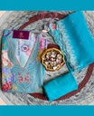 Zari Embroidery | Muslin Silk | Dress Material | Turquoise Blue