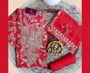 Zari Embroidery | Muslin | Dress Material | Scarlet Red