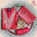 Bandhani Pattern-Zari Embroidery | Tasar Silk | Red