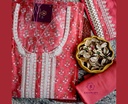 Thread Embroidery | Muslin Cotton | Dress Material | Carrot Red